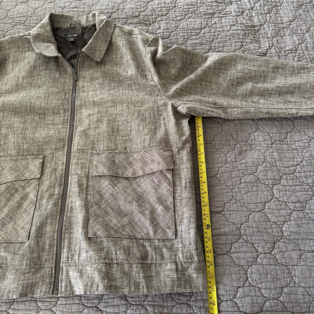 Men's Tasso Elba Brown Linen Cotton Blend Full Zip Size XXL Jacket - Picture 13 of 15